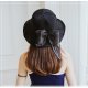 Women's Satin Bow Cotton Linen Sun Hat Foldable