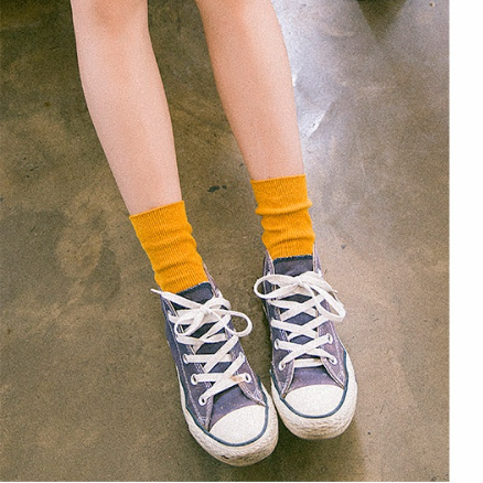 Candy Color Bunching Retro Vertical Stripes Outer Wear Mid-calf Length Socks