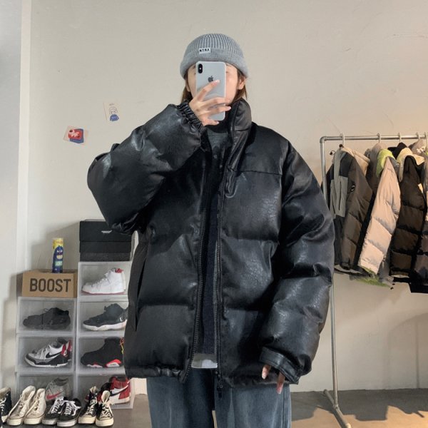 Washed Leather Coat Coat Couple Winter Windproof Quilted Thickened Warmth Short Bread Coat Coat