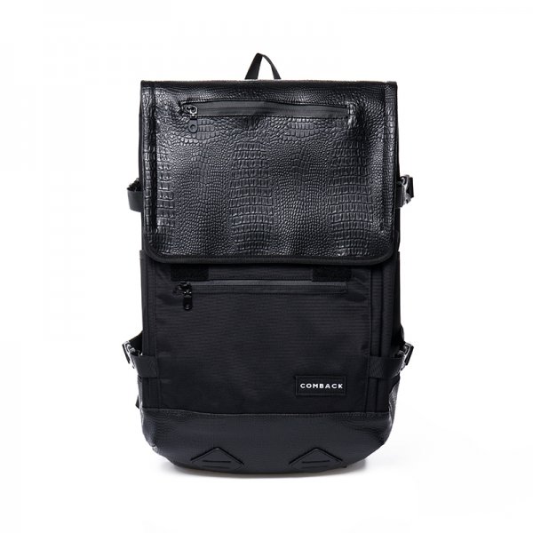 Pure black low schoolbag female leather Backpack