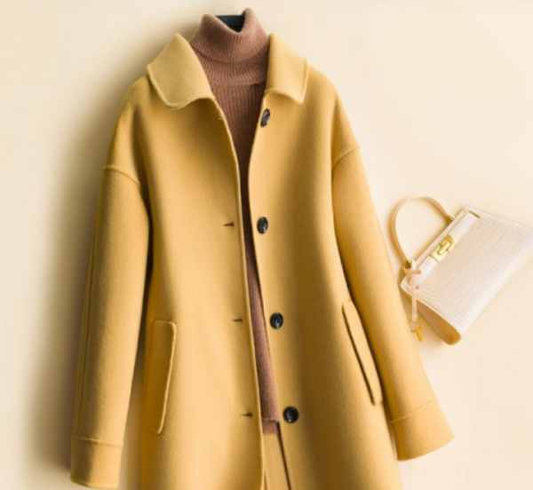 Mid-length women's woolen coat trench coat