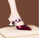 Pointed-toe Rhinestone High-heeled Sandals And Slippers Pearl Outer Wear Lazy Drag