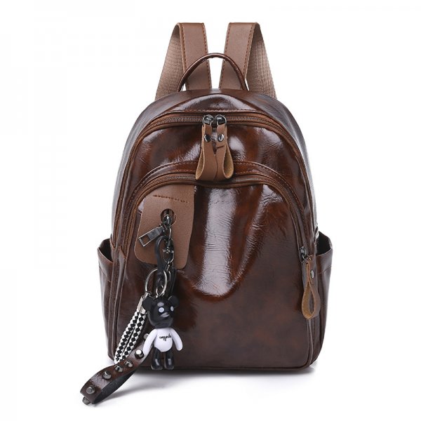 Simple and versatile soft leather schoolbag