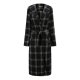 Cross-Border Women's Long Coat Plaid Brushed Woolen Coat Belt