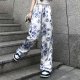 Tie-dyed Floral Wide-leg Pants Women Loose And Casual Mopping The Floor