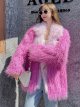 Beach-faux Wool Mid-length Coat Peach Fur Coat
