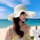 Lace Straw Hat With Wavy Big Brim Bow