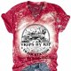 Europe And America Printed T-shirt Pullover Short Sleeve V-neck Top