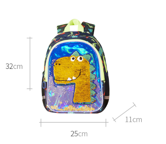 Kindergarten Schoolbag Boy Dinosaur Glitter Discoloration