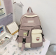 College Style Ins Color Matching Casual Double Pocket Student Schoolbag