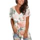 V-Neck Printed Short Sleeve Top Loose Women's