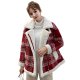 Plaid woolen coat plush stand collar cotton coat