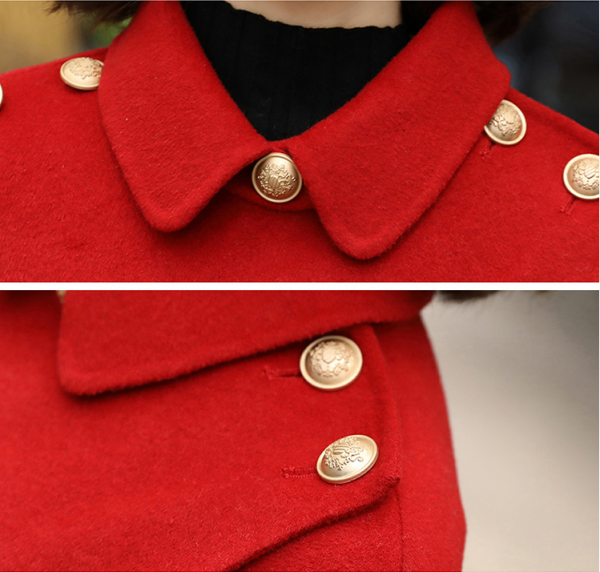 New Women's Red Fashion Woolen Coat Cloak Coat