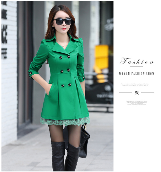 Slim-fit double-breasted trench coat coat