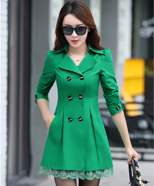 Slim-fit double-breasted trench coat coat