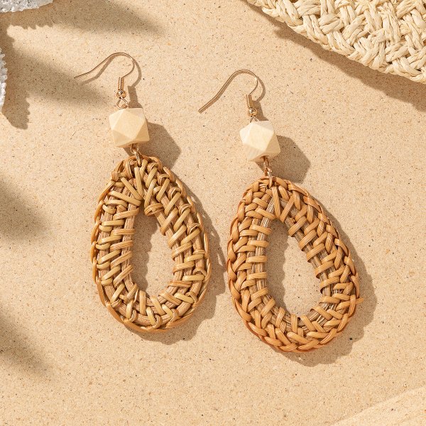 Vintage Wood Drop Shape Earrings