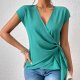 European American Summer New V-neck Irregular Short Sleeve