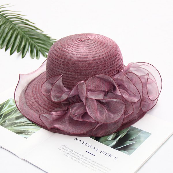 South Korea's New Lace Sunshade Hat Women's Organza Large Edge Foldable